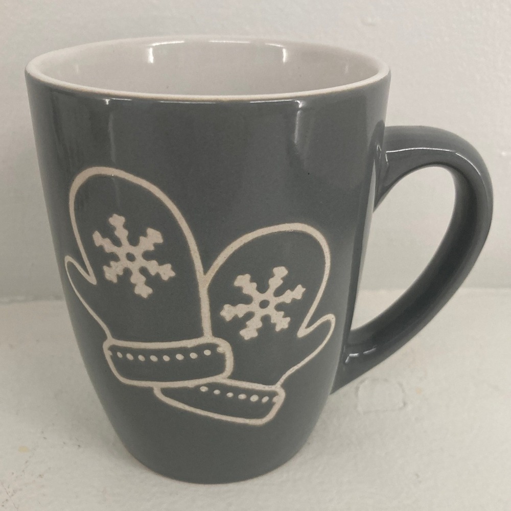 California Pantry Grey Winter Mitten Snowflake Ceramic Coffee Mug Holiday Cute